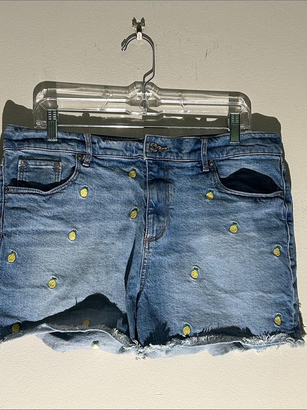Blue Denim Women's Embroidered Lemon Shorts